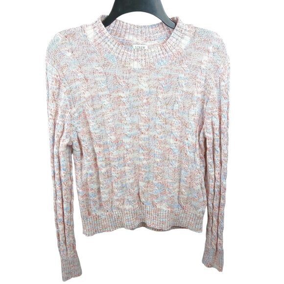NEW J.CREW Factory Pullover Cableknit Sweater Red White Blue Americana Medium - Picture 5 of 15